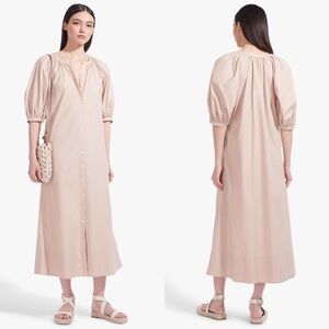 Staud Vincent biscotti cotton poplin midi shirtdress size XS extra small